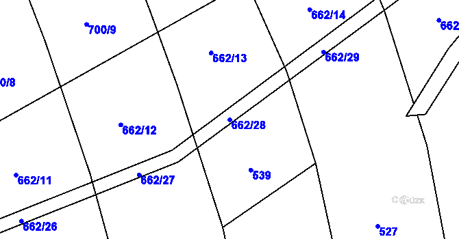 Parcela st. 662/28 v KÚ Trnčí, Katastrální mapa
