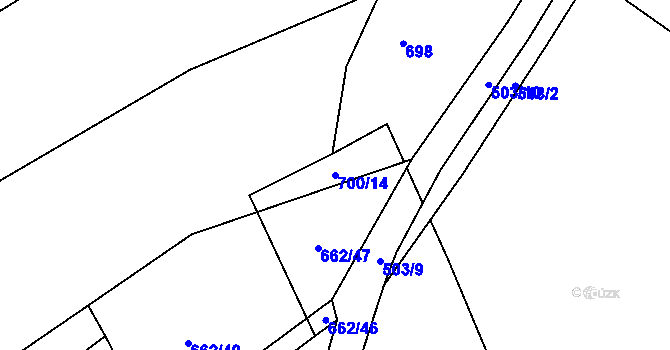 Parcela st. 700/14 v KÚ Trnčí, Katastrální mapa