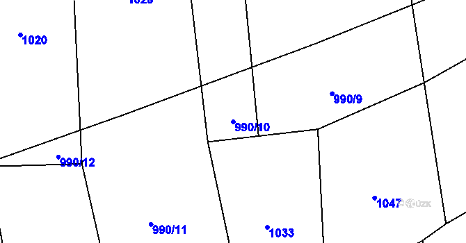 Parcela st. 990/10 v KÚ Trnčí, Katastrální mapa