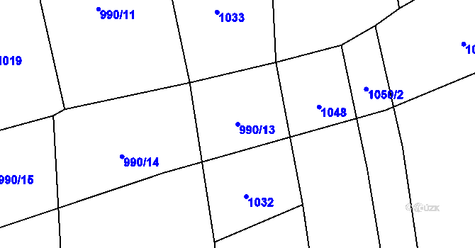 Parcela st. 990/13 v KÚ Trnčí, Katastrální mapa