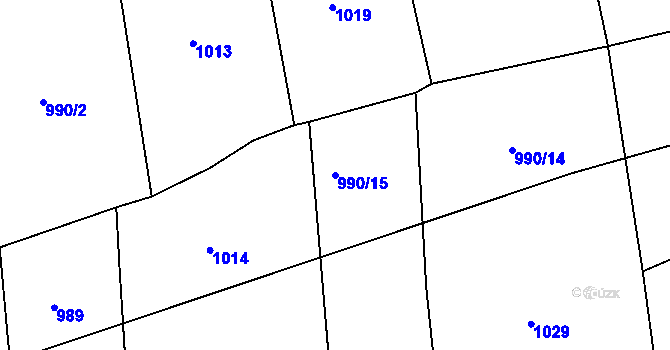 Parcela st. 990/15 v KÚ Trnčí, Katastrální mapa