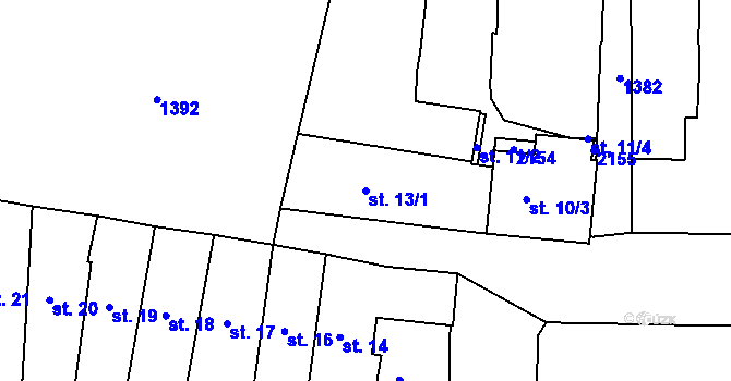 Parcela st. 13/1 v KÚ Jičín, Katastrální mapa