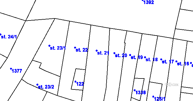 Parcela st. 21 v KÚ Jičín, Katastrální mapa