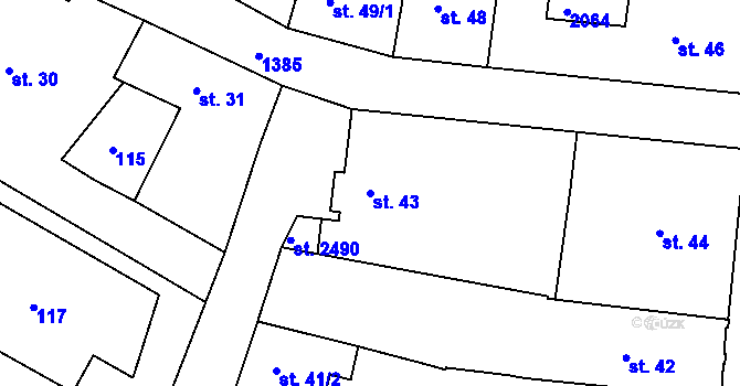 Parcela st. 43 v KÚ Jičín, Katastrální mapa