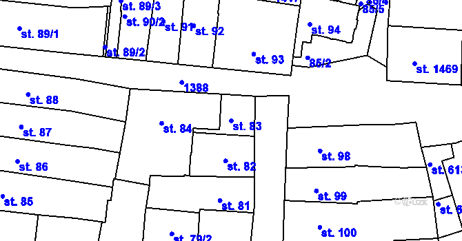 Parcela st. 83 v KÚ Jičín, Katastrální mapa