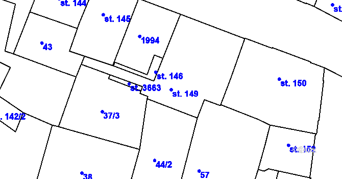 Parcela st. 149 v KÚ Jičín, Katastrální mapa