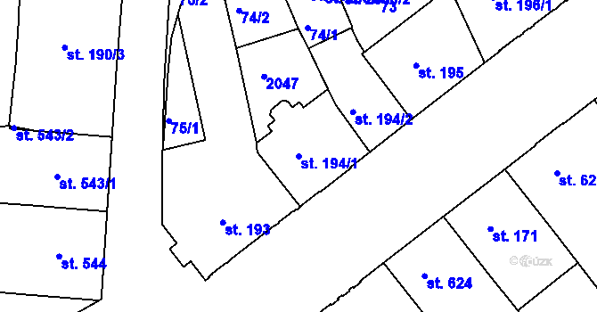 Parcela st. 194/1 v KÚ Jičín, Katastrální mapa