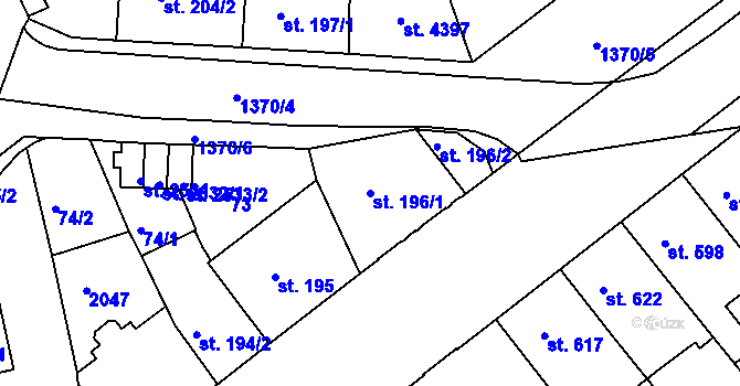 Parcela st. 196/1 v KÚ Jičín, Katastrální mapa
