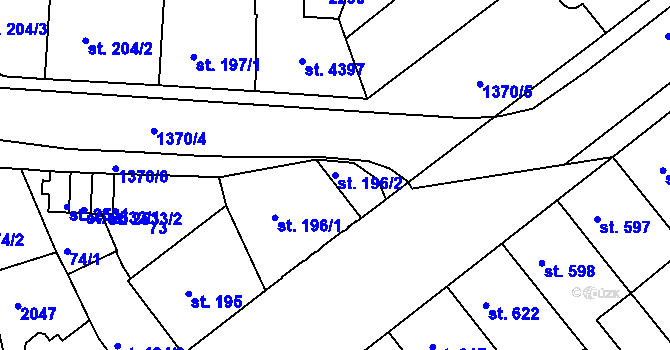 Parcela st. 196/2 v KÚ Jičín, Katastrální mapa