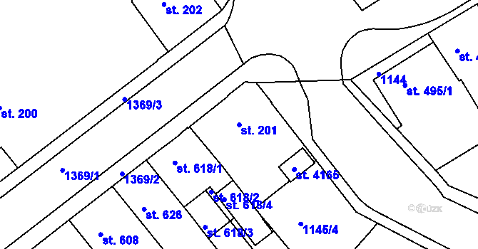 Parcela st. 201 v KÚ Jičín, Katastrální mapa