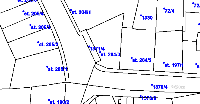 Parcela st. 204/3 v KÚ Jičín, Katastrální mapa