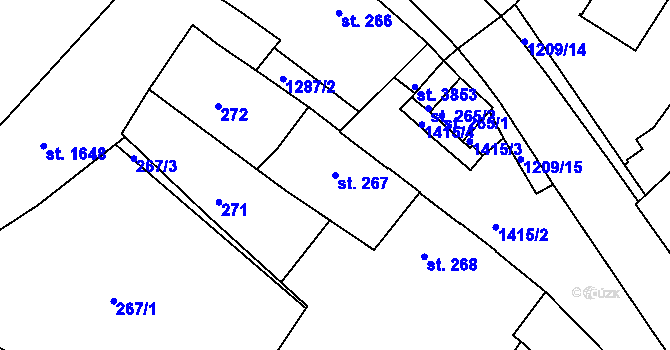 Parcela st. 267 v KÚ Jičín, Katastrální mapa