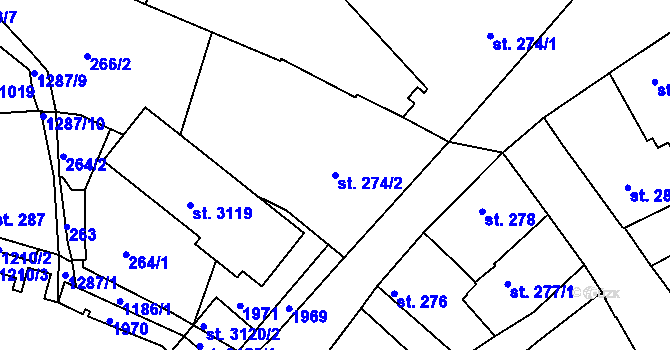 Parcela st. 274/2 v KÚ Jičín, Katastrální mapa