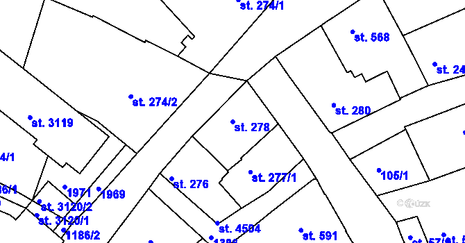 Parcela st. 278 v KÚ Jičín, Katastrální mapa