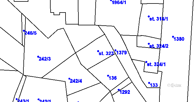 Parcela st. 323 v KÚ Jičín, Katastrální mapa