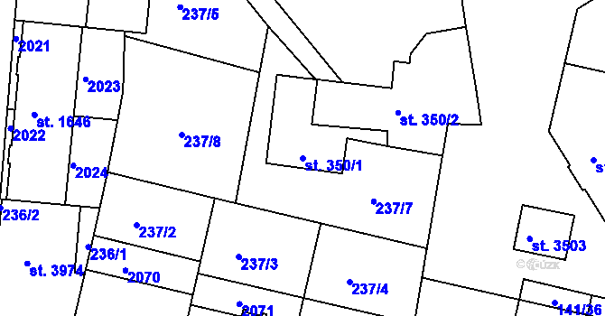 Parcela st. 350/1 v KÚ Jičín, Katastrální mapa