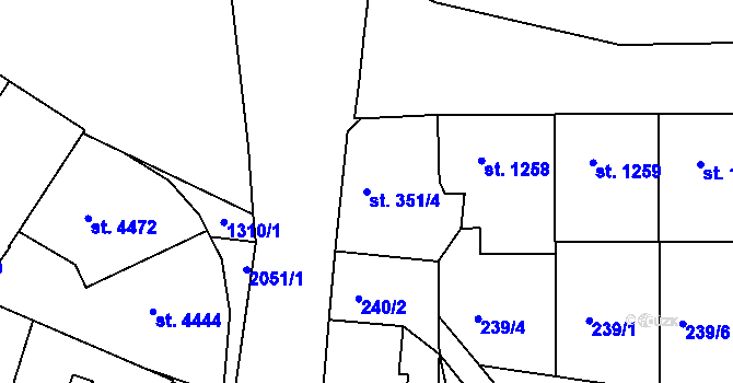 Parcela st. 351/4 v KÚ Jičín, Katastrální mapa