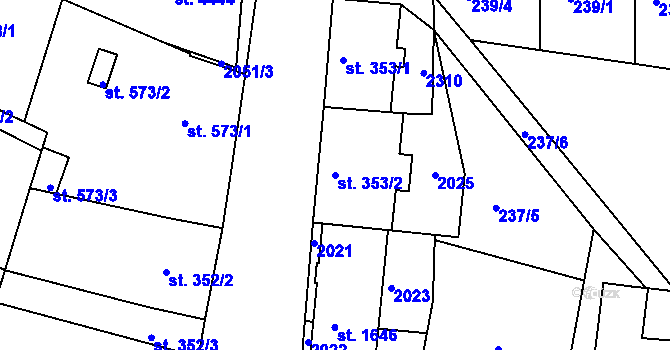 Parcela st. 353/2 v KÚ Jičín, Katastrální mapa
