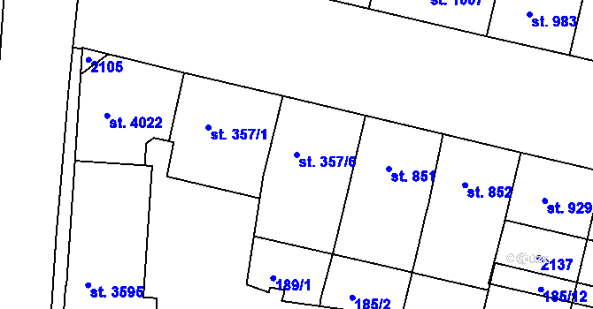 Parcela st. 357/6 v KÚ Jičín, Katastrální mapa