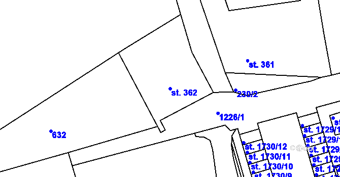 Parcela st. 362 v KÚ Jičín, Katastrální mapa