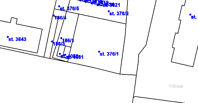 Parcela st. 376/1 v KÚ Jičín, Katastrální mapa