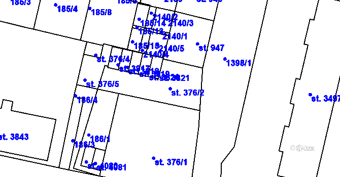 Parcela st. 376/2 v KÚ Jičín, Katastrální mapa