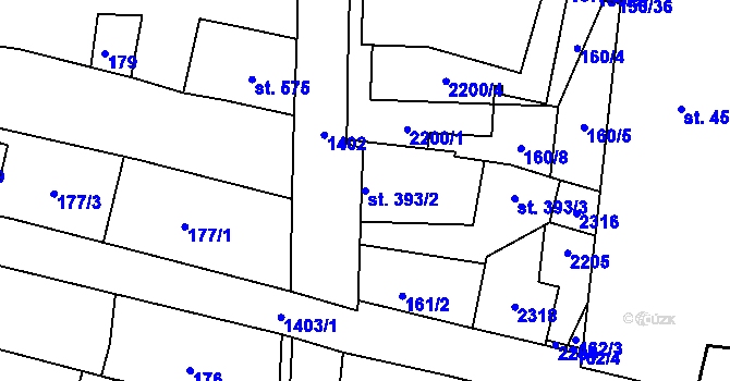 Parcela st. 393/2 v KÚ Jičín, Katastrální mapa