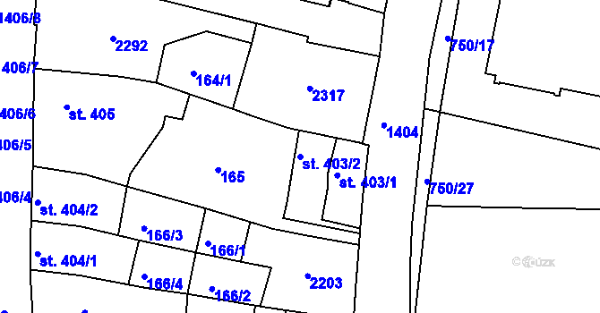Parcela st. 403/2 v KÚ Jičín, Katastrální mapa