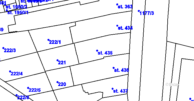 Parcela st. 435 v KÚ Jičín, Katastrální mapa