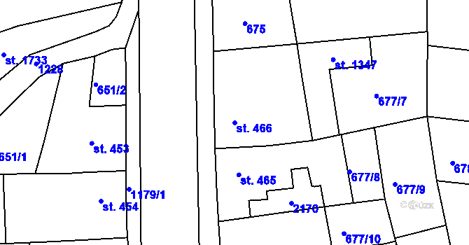 Parcela st. 466 v KÚ Jičín, Katastrální mapa