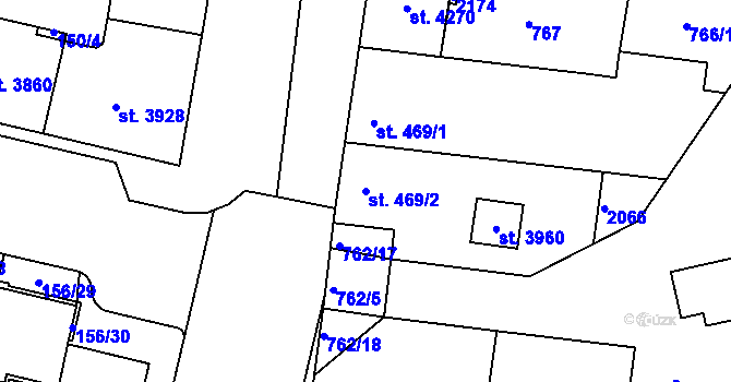 Parcela st. 469/2 v KÚ Jičín, Katastrální mapa