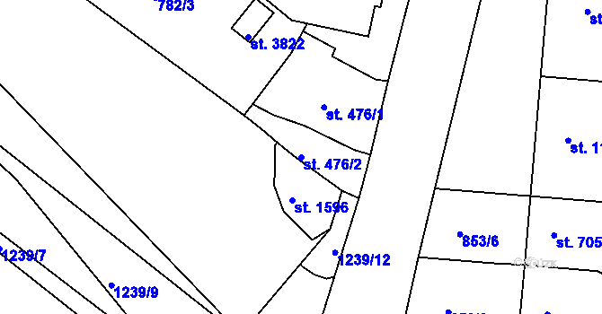 Parcela st. 476/2 v KÚ Jičín, Katastrální mapa