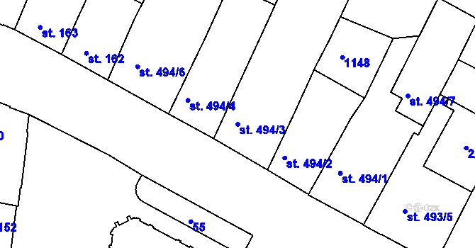 Parcela st. 494/3 v KÚ Jičín, Katastrální mapa