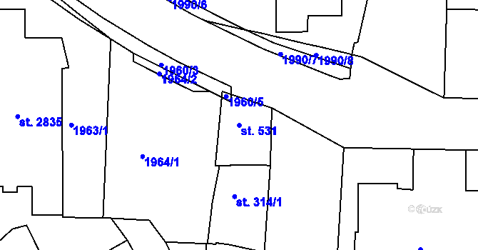 Parcela st. 531 v KÚ Jičín, Katastrální mapa