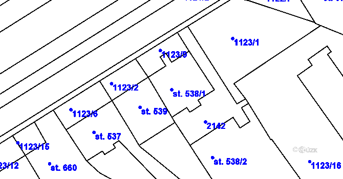Parcela st. 538/1 v KÚ Jičín, Katastrální mapa