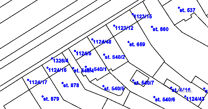 Parcela st. 540/2 v KÚ Jičín, Katastrální mapa