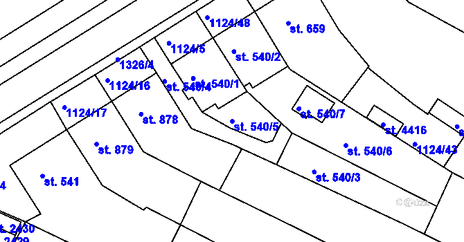 Parcela st. 540/5 v KÚ Jičín, Katastrální mapa