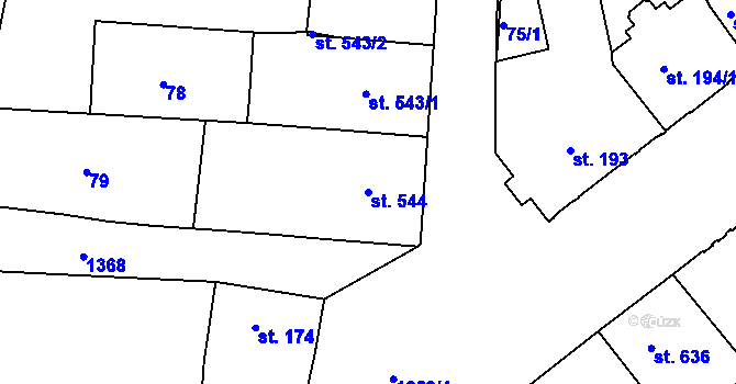 Parcela st. 544 v KÚ Jičín, Katastrální mapa