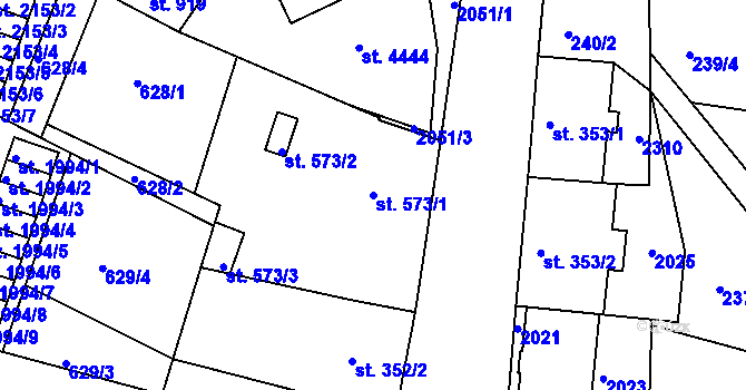 Parcela st. 573/1 v KÚ Jičín, Katastrální mapa