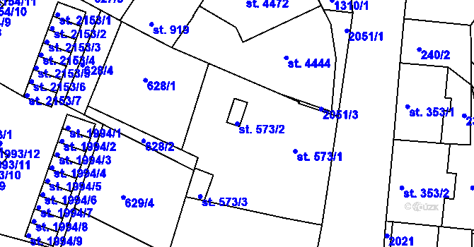 Parcela st. 573/2 v KÚ Jičín, Katastrální mapa