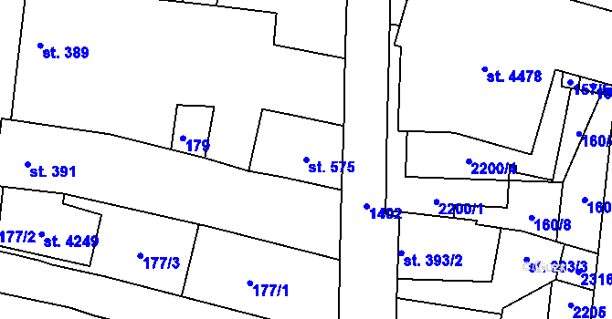 Parcela st. 575 v KÚ Jičín, Katastrální mapa