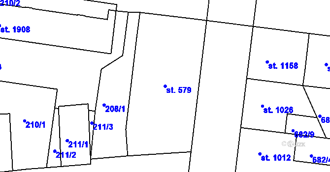 Parcela st. 579 v KÚ Jičín, Katastrální mapa