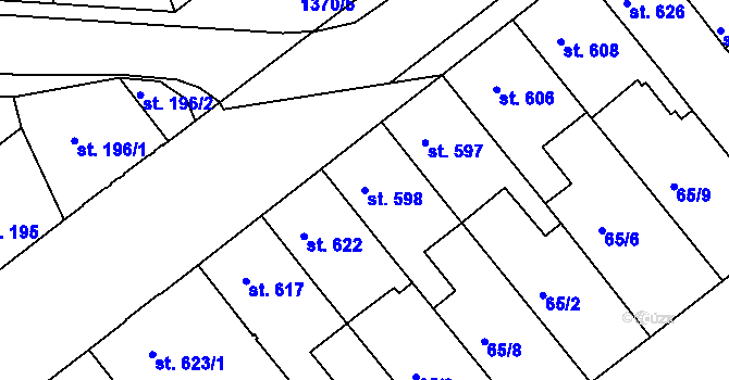 Parcela st. 598 v KÚ Jičín, Katastrální mapa