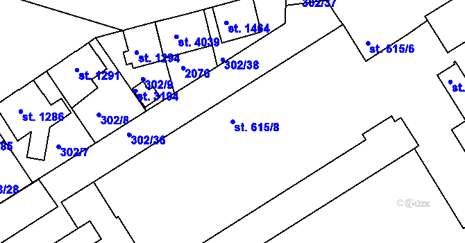 Parcela st. 615/8 v KÚ Jičín, Katastrální mapa