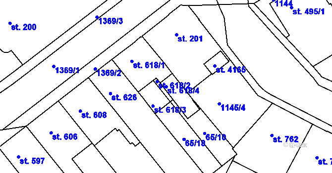 Parcela st. 618/4 v KÚ Jičín, Katastrální mapa