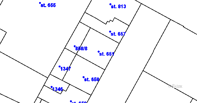 Parcela st. 651 v KÚ Jičín, Katastrální mapa
