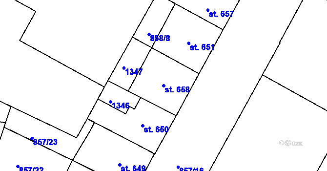 Parcela st. 658 v KÚ Jičín, Katastrální mapa