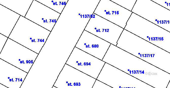 Parcela st. 680 v KÚ Jičín, Katastrální mapa