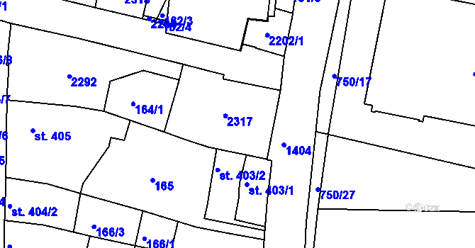 Parcela st. 688 v KÚ Jičín, Katastrální mapa