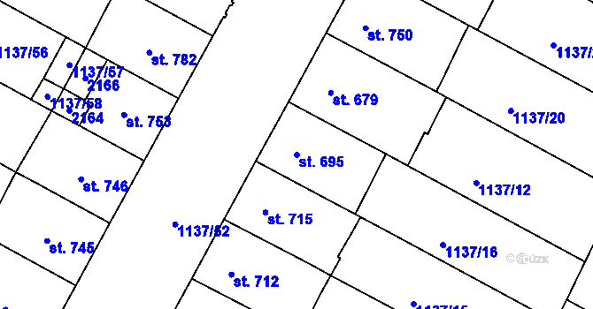 Parcela st. 695 v KÚ Jičín, Katastrální mapa